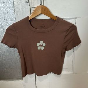 Smiley flower brown Pacsun top